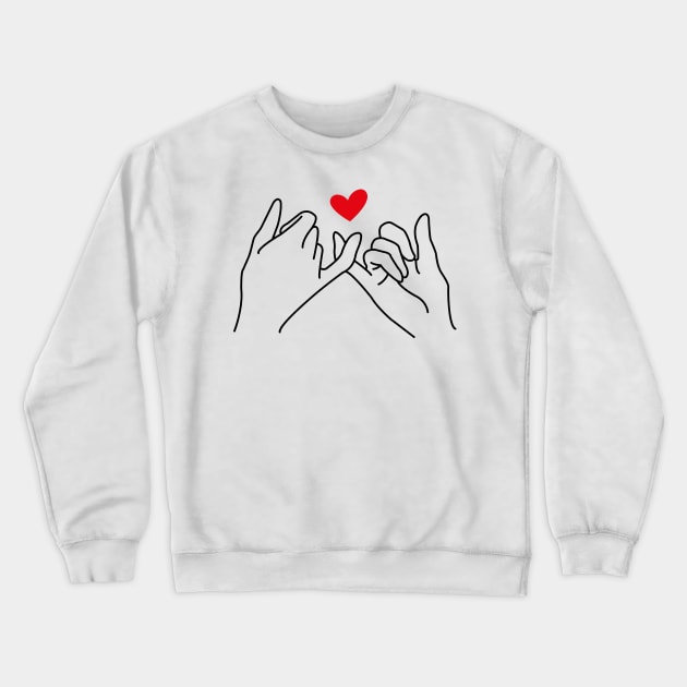 Continuous Line Drawing Pinkie Promise Crewneck Sweatshirt by medabdallahh8